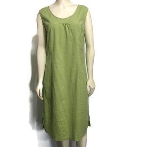 TravelSmith 16 Apple Green Sleeveless Linen Dress